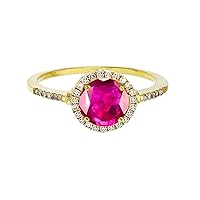 Sterling Silver Yellow 7mm Round Ruby & Created White Sapphire Halo Ring