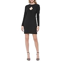 Tommy Hilfiger Women's Shift Jersey Long Sleeve V-Neck Dress, Black