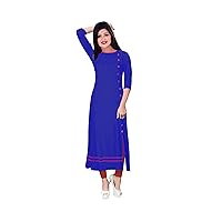 Women's Long Dress Casual Tunic Party Wear Ethnic Frock Suit Royal Blue Plus Size