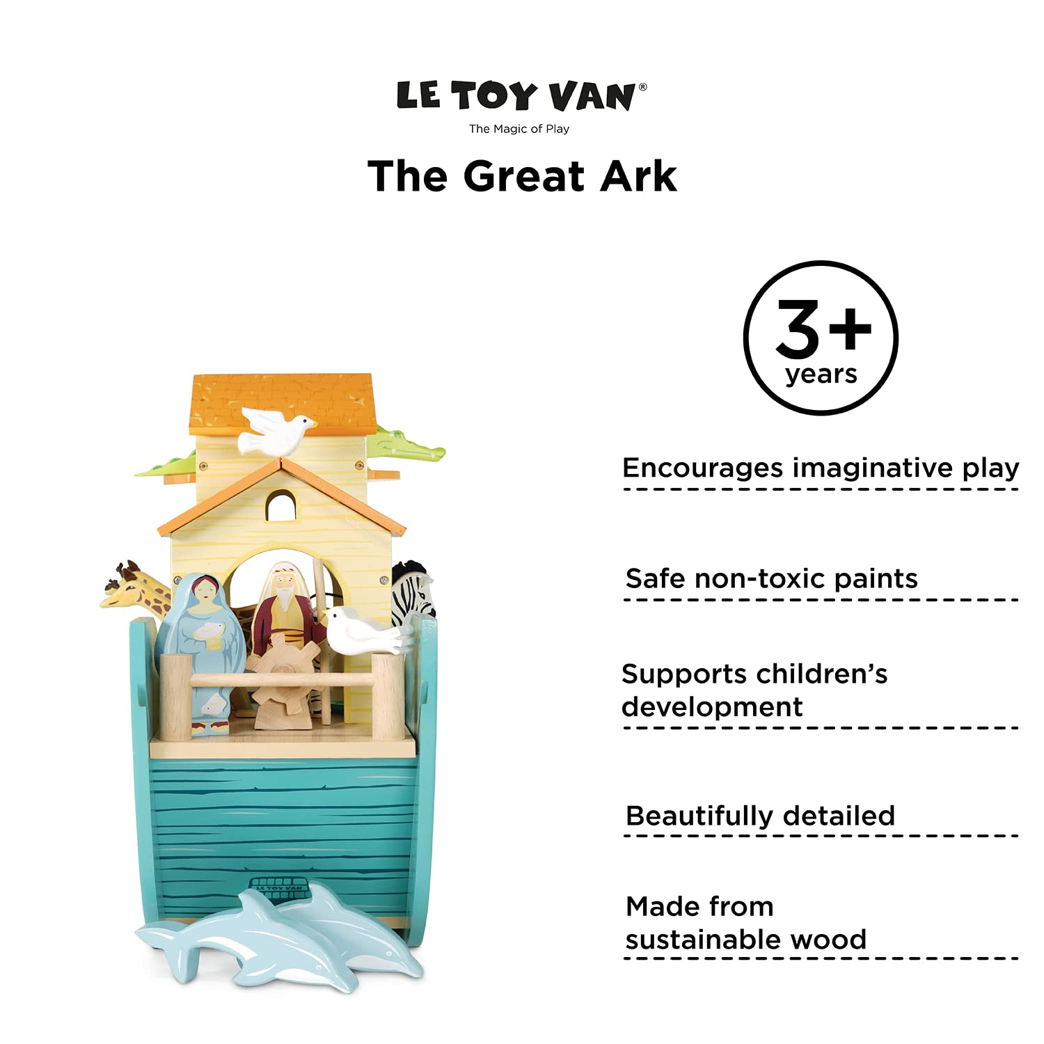 Le Toy Van - Pretend Play Educational Wooden Ark Role Play Toy | Suitable for A Boy Or A Girl 3 Years Old Or Older (TV259)