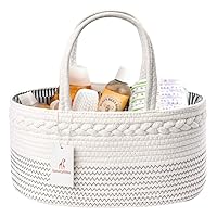 luxury little Nappy Caddy Organiser, Large - Cotton Rope Baby Diaper Organiser for Changing Table, Nursery Storage Bin with Removable Divider, Newborn Baby Gifts for Baby Shower & New Mums