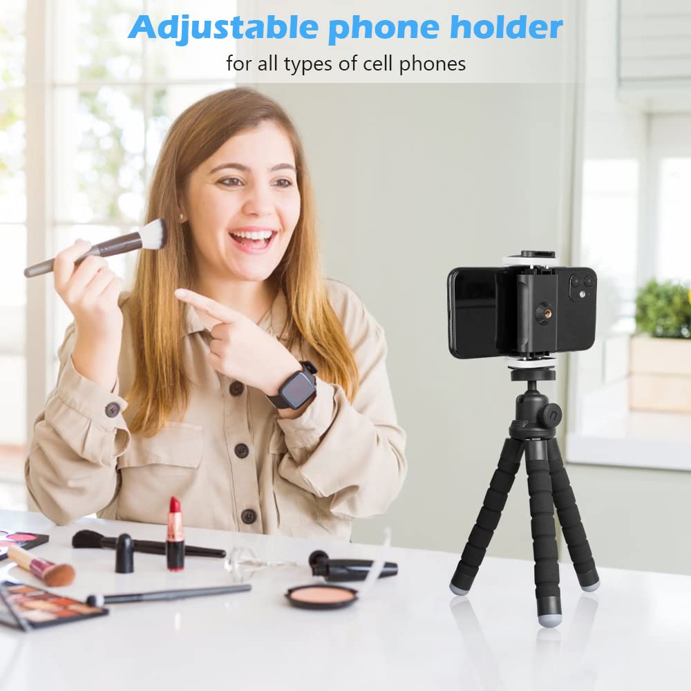 Ubeesize Phone Tripod, Portable and Flexible Tripod with Wireless Remote and Clip, Cell Phone Tripod Stand for Video Recording