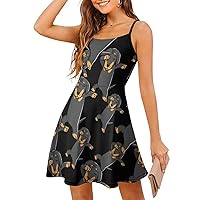 Dachshund Cropped Spaghetti Strap Mini Dress Sleeveless Adjustable Beach Dresses Backless Sundress for Women