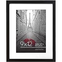 Americanflat 9x12 Picture Frame in Black - Use as 6x8 Picture Frame with Mat or 9x12 Frame without Mat - Engineered Wood Photo Frame with Shatter-Resistant Glass and Easel - Wall and Tabletop Display