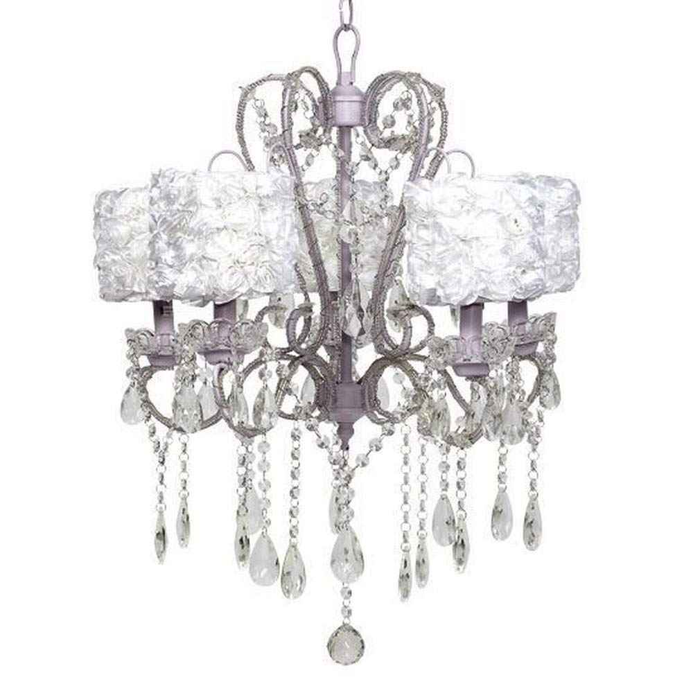 Jubilee Collection 76004-2421 5 Light Lavender Whimsical Chandelier with White Rose Garden Shade
