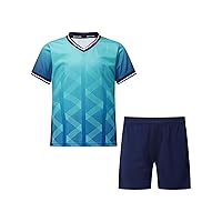 Kids Boys Soccer Jerseys Sportswear Quick Dry Athletic Shirts T-shirt with Shorts Set Sports Team Training Uniform