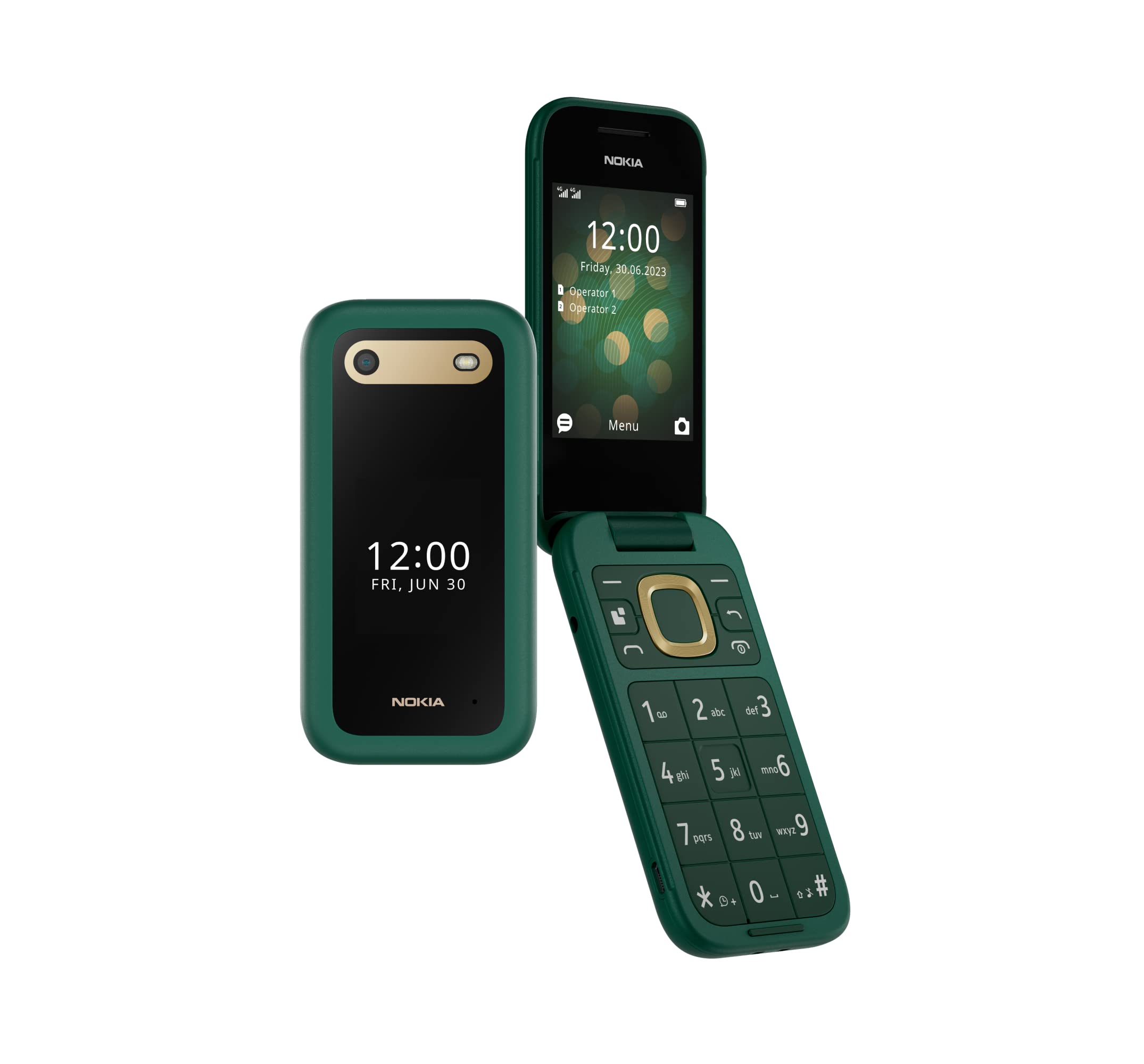 Nokia 2660 Flip Dual-SIM 128MB ROM + 48MB RAM (GSM Only | No CDMA) Factory Unlocked Android 4G/LTE Smartphone (Lush Green) - International Version