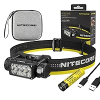 Nitecore HC65 UHE Ultra High Triple Output Metal Headlamp - 2,000 Lumens w/Storage case, Battery, and Eco Sensa USB C Cable Included