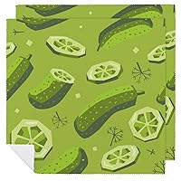Pickles and Dill Cucumber Cloth Dinner Napkins with Design Print Tablecloth Everyday Use