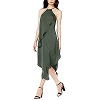 Women's Draped Asymmetrical Dress (XX-Small, Dusty Olive)