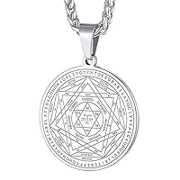 FaithHeart Magen David Star Necklace, Stainless Steel Jewelry for Women Men, The Seal of Solomon Talisman Tantrism Hexagram Pendant Necklaces, Gift Box
