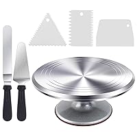 Cake Turntable, Ohuhu Aluminium 12'' Cake Decorating Kit Supplies Rotating Cake Stand Revolving Spinner Table Baking Kits with 2 Icing Spatula 3 Comb Icing Smoother Professional Lazy Susan Decor Gift