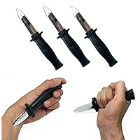 3pcs Retractable Fake Knife Toy Realistic Plastic Prop Dagger Sliver Blade Black Handle Weapon Funny for Halloween Party Cosplay Prank Joke Gadget Gag