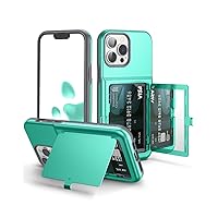 WeLoveCase for Cute iPhone 13 Pro Max Case for Women with Credit Card Holder & Hidden Mirror, Heavy Duty Protection Cover Protective Wallet Case for iPhone 13 Pro Max- 6.7 Inch Mint Green
