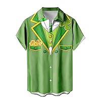 Men's Novelty Funny Graphic Tees Funny St Patricks Day Shirt Button Down Beach Hawaiian Shirts Festival Costume Irish Tops