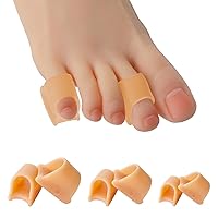 6 Pack Hammer Toe Corrector for Women Soft Gel Toe Straighteners for Crooked Toes and Curled Toes, Bunion Corrector Protect Toes from Rubbing, Beige S/M/L