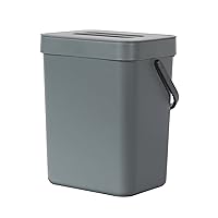 EKO Puro Mini Wall-Mounted Trash Can with Lid, Indoor Food Waste Compost Bucket, 0.79 Gal / 3L Small Hanging Trash Can for Kitchen (Grey)
