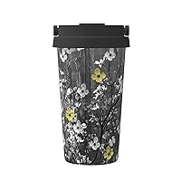 Floral Wall Art Print Thermal Coffee Mug,Travel Insulated Lid Stainless Steel Tumbler Cup For Home Office Outdoor