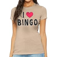I Love Bingo Slim Fit T-Shirt - Cute Design Women's T-Shirt - Illustration Slim Fit Tee