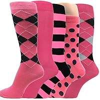 Men's Various Bright Pink Dress Socks(5 Pairs)
