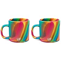 Silipint: Coffee Mug 16oz: 2 Pack - Hippie Hops - Silicone Handled Unbreakable Cups, Hot/Cold Drinks, Dishwasher-Microwave-Freezer-Oven Safe