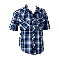 ROPER Western Shirt Boys Plaid S/S Snap Blue 01-031-0101-3008 BU