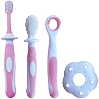 3Pcs/Set Baby Tongue Cleaner Newborn+Soft Bristle Toothbrush+Training Teeth Brush for Kids,Infants,Toddlers,3 Stage Oral Care Set