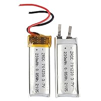 3.7V Micro Polymer Battery 230mAh 701230 Lithium Polymer ion Battery Polymer Rechargeable Battery Pack with JST Connector (2 pcs)
