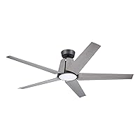 Luminance Kathy Ireland Home Floret Eco Indoor/Outdoor Ceiling Fan with LED Modern Fixture with DC Motor, 5 Blades and Removable Lighting | Damp Rated, 60 Inch, Graphite