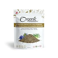 Organic Traditions Sprouted Chia and Flax Seed Powder, Organic Chia and Organic Flax for Plant Based Non-GMO Superfood, 454g/16oz Bag