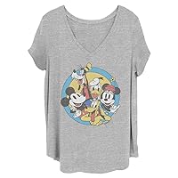 Disney Women's Classic Mickey Original Buddies Junior's Plus Short Sleeve Tee Shirt