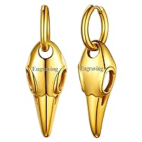 Customized Gold Plated Jewelry for Male Vintage Raven Style Drop Earrings Punk Dainty Accessories