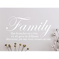 1134 24 mwhite Family Like Branches on a Tree Wall Decal Sticker Quote, 24 and 34-Inch wide by 12 and 34-Inch High, Matte White