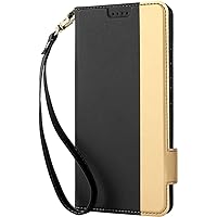Genuine Leather Wallet Case for iPhone 13 mini/13/13 Pro/13 Pro Max, Credit Card Holder Kickstand Folio Flip Protective Cover with Wrist Strap Magnetic Clasp (Color : Preto, Size : 13 6.1