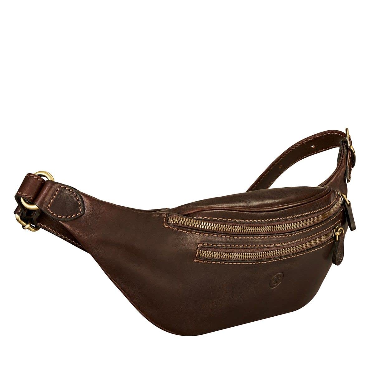 Maxwell Scott | Luxury Leather Fanny Pack | The Centolla | Handmade In Italy | Dark Chocolate Brown
