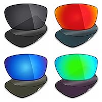 Mryok 4 Pair Polarized Replacement Lenses for Spy Optic Dirty Mo Sunglass - Stealth Black/Fire Red/Ice Blue/Emerald Green
