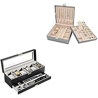 Jewelry Box Bundle with 6 Slots Watch Box with Drawer