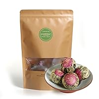 GOARTEA 12Pcs Blooming Tea Flowers Balls Green Tea Ball Blooming Flower Tea Artistic - Individually Sealed Fresh Natural Gift Set Pack