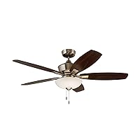 Luminance CF825BS Kathy Ireland Home Lindell LED Ceiling Fan with 5 Reversible Blades, 52 Inch | Integrated Dimmable Lighting Fixture | Semi Flush Mount with 4.5-Inch Downrod, Brushed Steel