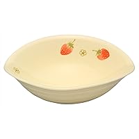 Kiln SOUSEN Medium Bowl, White, 5.9 inches (15 cm), Setoyaki, Transforming Oval Pot, Medium, Fruit (Strawberry) Pattern