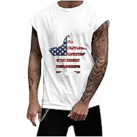 4th of July Shirts for Men Stylish Sleeveless Tank Top Loose Fit Crew Neck Summer Tops Athletic Sports T Shirt