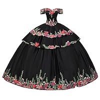 Vintage Flowers Embroidery Quinceanera Dresses Ruffles Prom Ball Gown Sweet 16 Dress