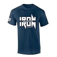 Iron Sharpens Iron Proverbs 27:17 Heavy Metal Logo Bible Scripture Mens Christian Short Sleeve T-Shirt Graphic Tee