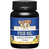 Barlean's Fresh Catch Fish Oil Supplement Softgels with EPA DHA Omega-3 - Orange Flavor - Ultra-Purified, Pharmaceutical Grade, Non-GMO, Gluten-Free - 100 ct