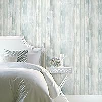 RoomMates RMK12008WP Blue Weathered Planks Peel and Stick Wallpaper,Blue & Grey