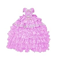 2024 Light Gold Embellishment Off The Shoulder Ball Gown Quinceanera Prom Dress Mexican Charro Satin Ruffle