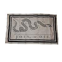 AES 3x5 Embroidered Sewn Join Or Die Benjamin Franklin White Cotton Flag 3'x5' (100% Cotton)