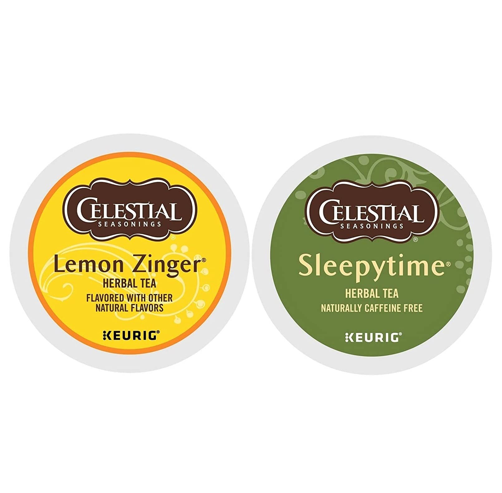 Celestial Seasonings Single-Serve K-Cup Pods Lemon Zinger & Sleepytime Variety Pack, 24 Count (12 of each) W/ F.O.Y Brand Honey Sticks Sampler