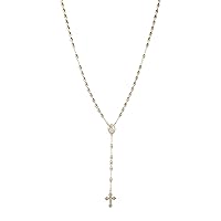 HZMAN Gold Plated Dainty Choker Necklace Y-Shape Necklace Rosary Bead St. Benedict/Virgin of Guadalupe Cross Pendant Adjustable Necklace for Women Jewelry Gift