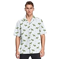 Cartoon Turtle Hawaiian Shirt for Men,Men's Casual Button Down Shirts Short Sleeve for Men S